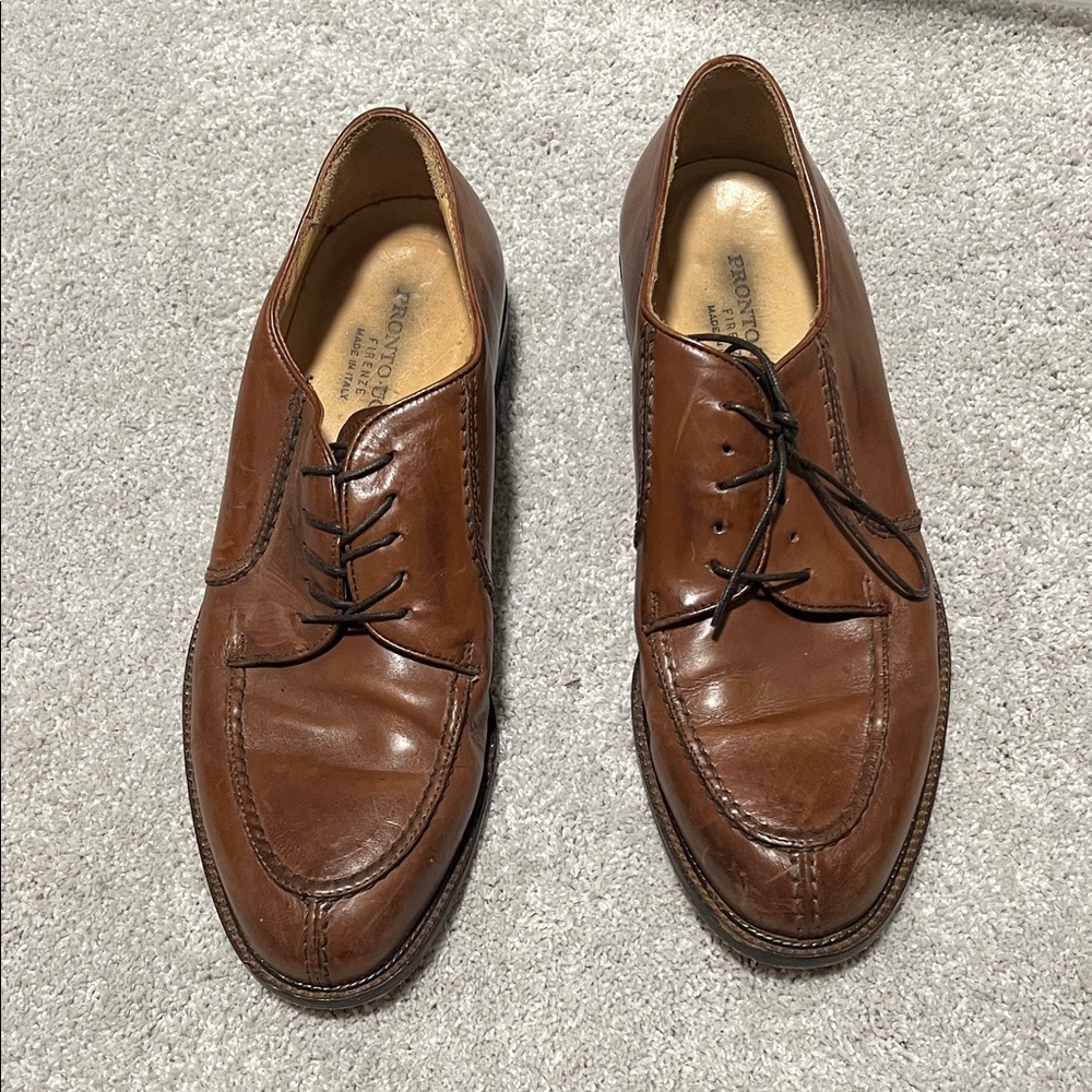 Pronto Uomo Rich Brown Leather Oxfords